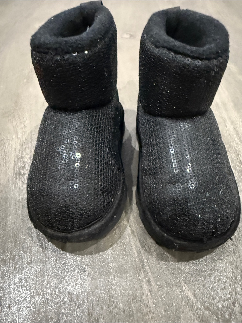 Black Sequin UGG Cozy toddler Booties